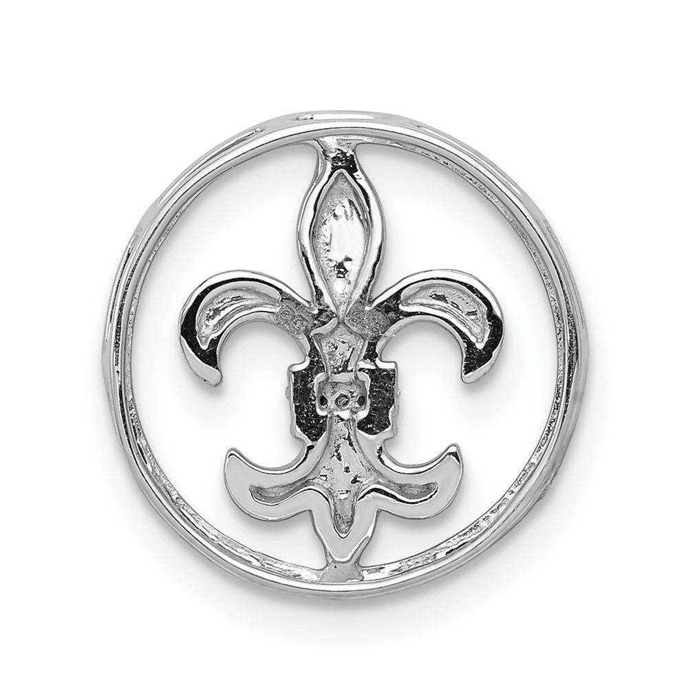 14K Weißgold.01ct. Echt Diamant Fleur De Lis Kette Anhänger