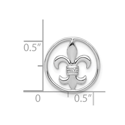 14K Weißgold.01ct. Diamant Fleur De Lis Kette Anhänger