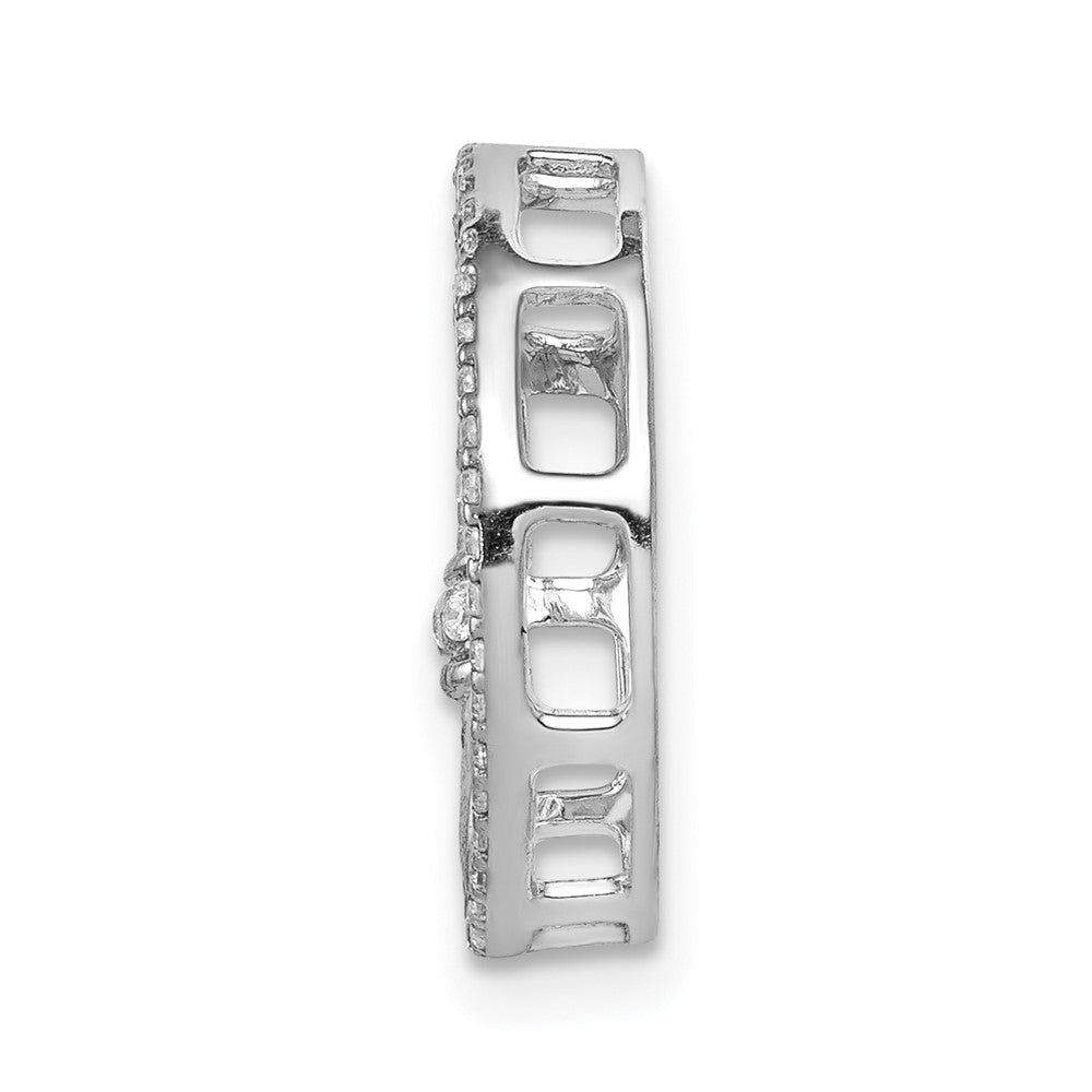 14K Weißgold 1/6ct. Echt Diamant Fleur De Lis Kette Anhänger