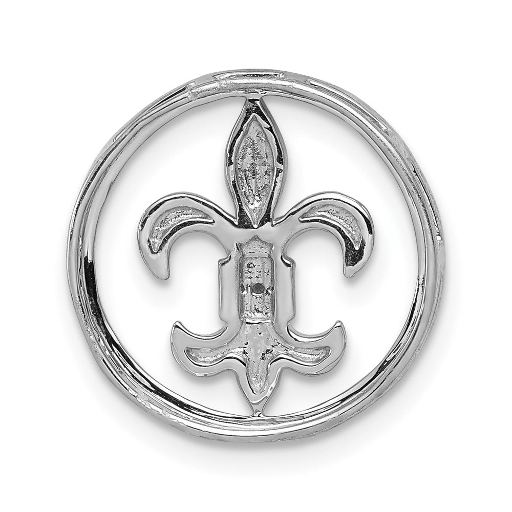 14K Weißgold 1/6ct. Echt Diamant Fleur De Lis Kette Anhänger