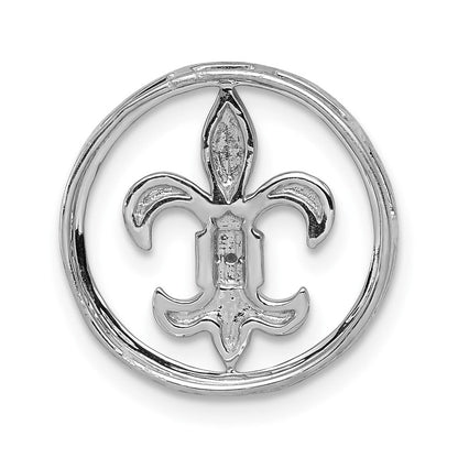 14K Weißgold 1/6ct. Echt Diamant Fleur De Lis Kette Anhänger