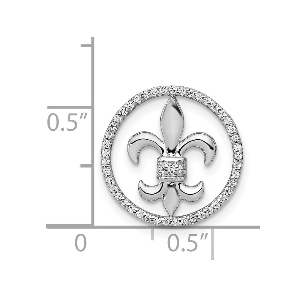 14K Weißgold 1/6ct. Echt Diamant Fleur De Lis Kette Anhänger