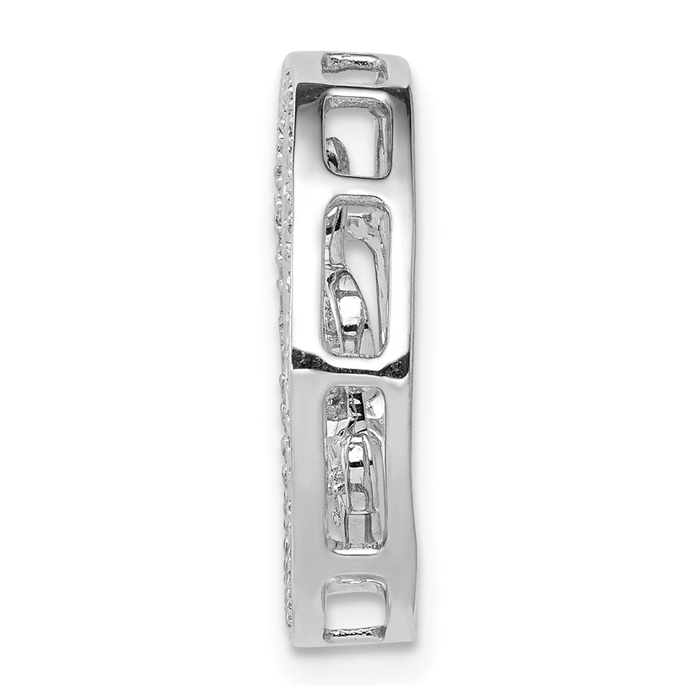 14K Weißgold 1/5ct. Echt Diamant Fleur De Lis Kette Anhänger