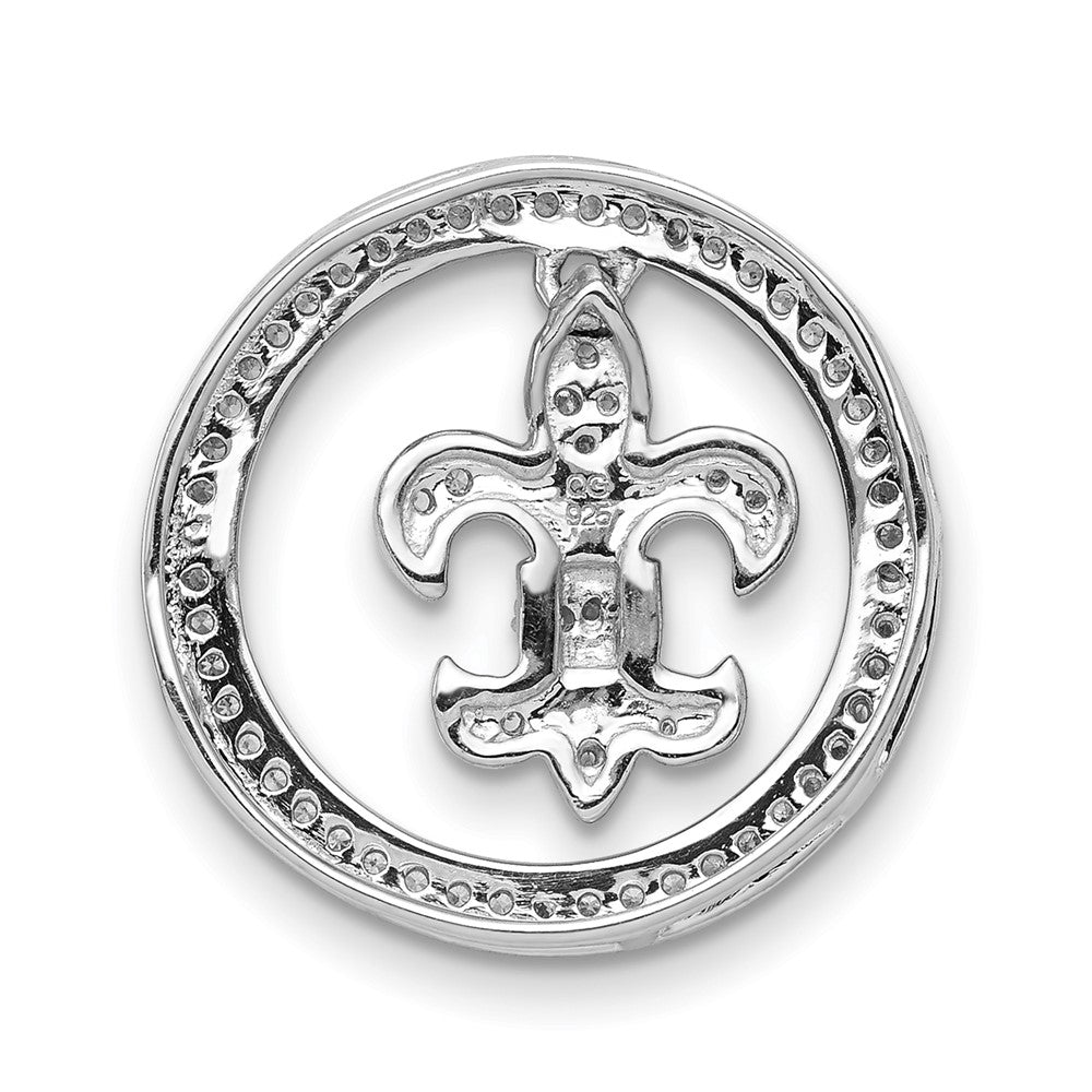 14K Weißgold 1/5ct. Echt Diamant Fleur De Lis Kette Anhänger