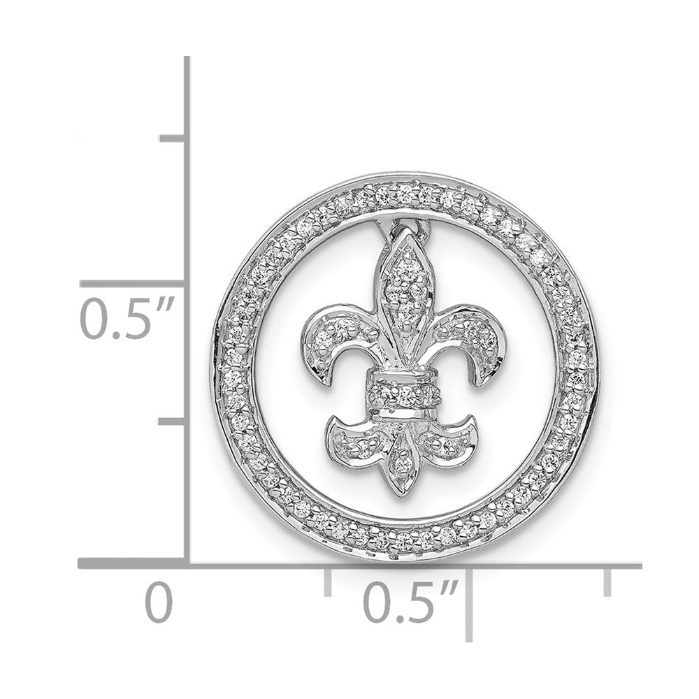 14K Weißgold 1/5ct. Echt Diamant Fleur De Lis Kette Anhänger