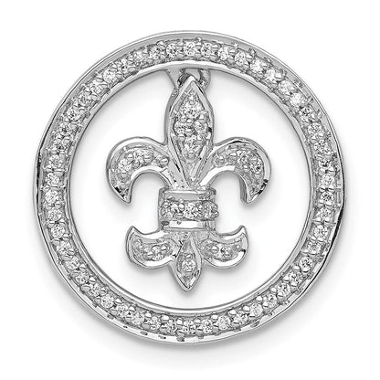 14K Weißgold 1/5ct. Echt Diamant Fleur De Lis Kette Anhänger