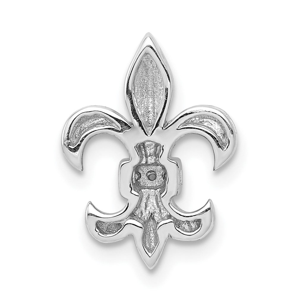 14K Weißgold.02ct. Diamant Fleur De Lis Kette Anhänger
