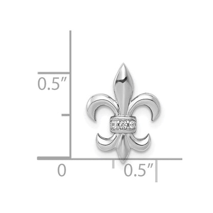 14K Weißgold.02ct. Echt Diamant Fleur De Lis Kette Anhänger