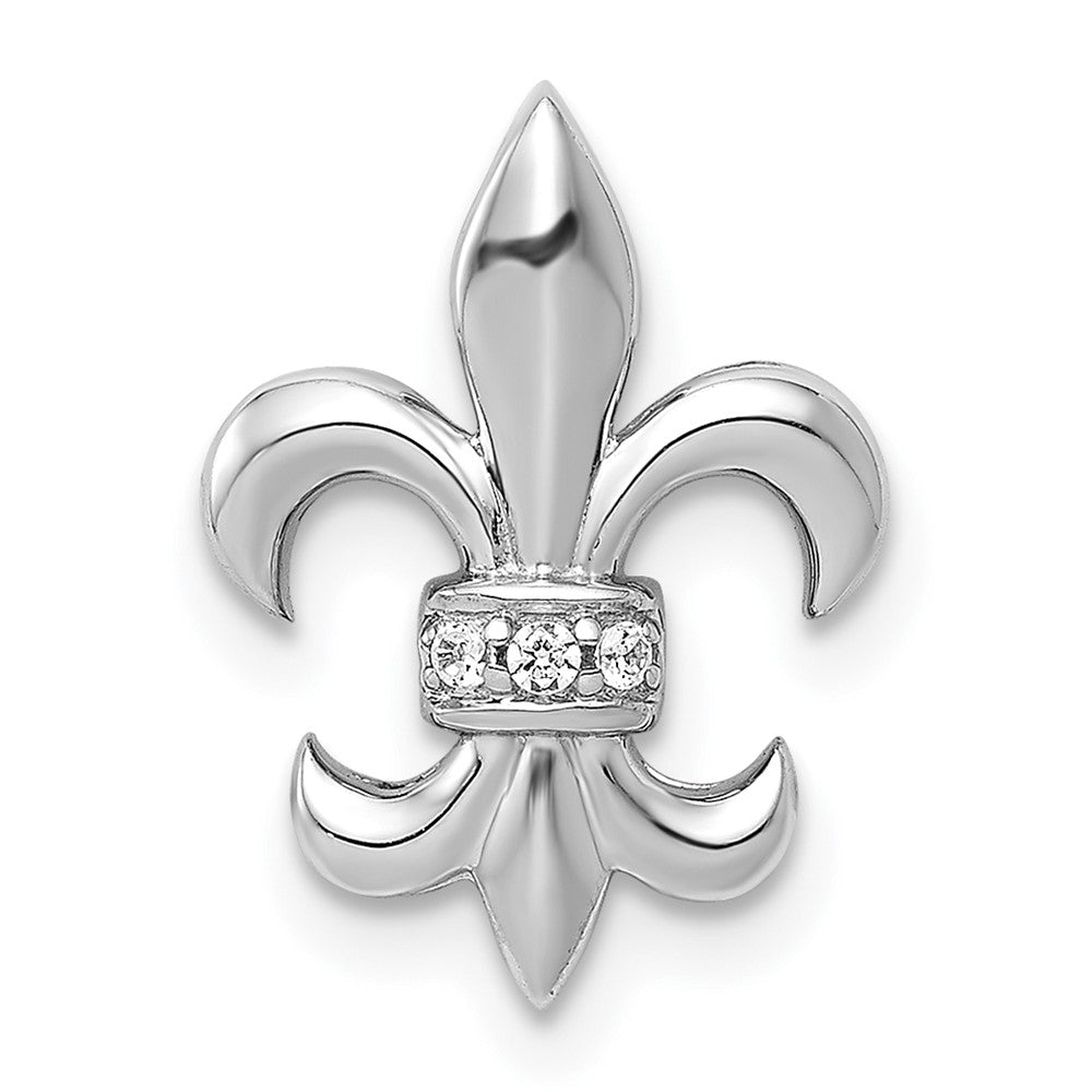 14K Weißgold.02ct. Diamant Fleur De Lis Kette Anhänger