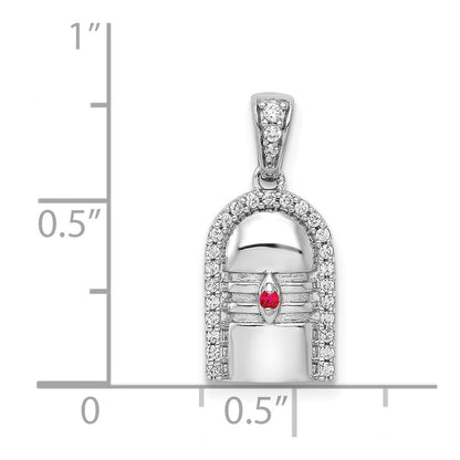 14K Weißgold Anhänger mit 0,16 ct. echten Diamanten und Rubin-Akzenten