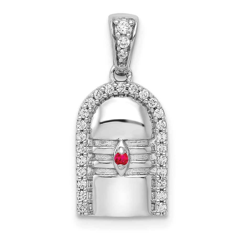 14K Weißgold Anhänger mit 0,16 ct. echten Diamanten und Rubin-Akzenten