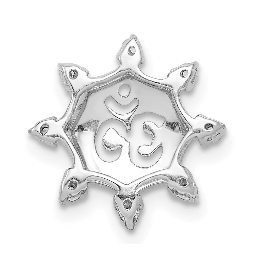 14K Weißgold 1/10ct. Echt Diamant Om Symbol Kette Anhänger