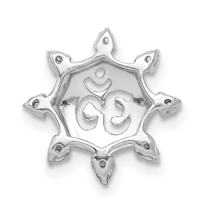 14K Weißgold 1/10ct. Echt Diamant Om Symbol Kette Anhänger