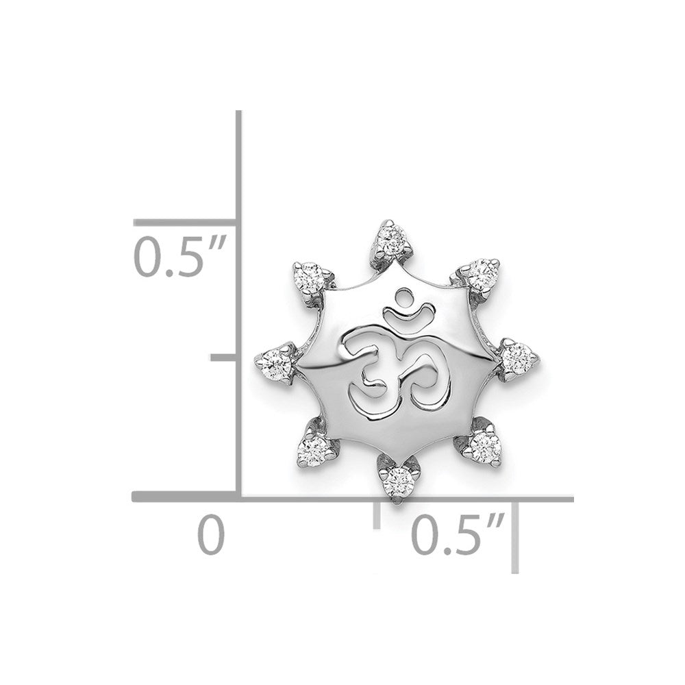 14K Weißgold 1/10ct. Echt Diamant Om Symbol Kette Anhänger