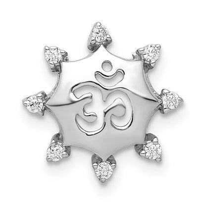 14K Weißgold 1/10ct. Echt Diamant Om Symbol Kette Anhänger
