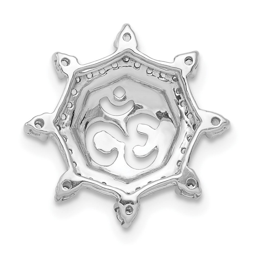 14K Weißgold 1/5ct. Echt Diamant Om Symbol Kette Anhänger