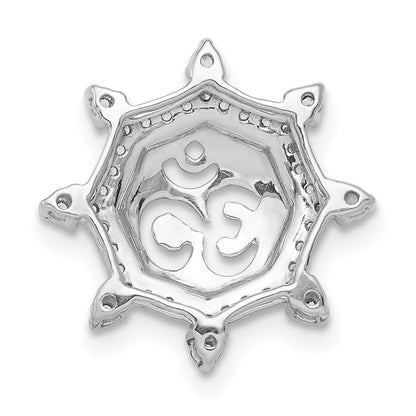 14K Weißgold 1/5ct. Echt Diamant Om Symbol Kette Anhänger