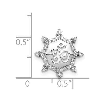 14K Weißgold 1/5ct. Echt Diamant Om Symbol Kette Anhänger