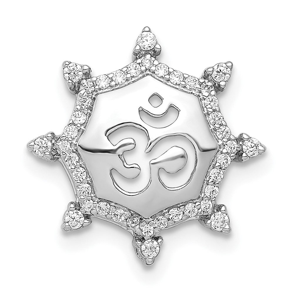 14K Weißgold 1/5ct. Echt Diamant Om Symbol Kette Anhänger