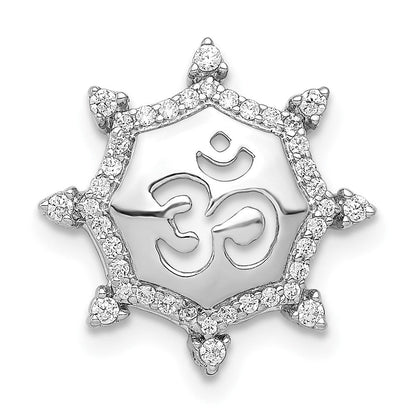 14K Weißgold 1/5ct. Echt Diamant Om Symbol Kette Anhänger
