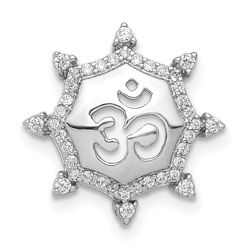 14K Weißgold 1/5ct. Echt Diamant Om Symbol Kette Anhänger