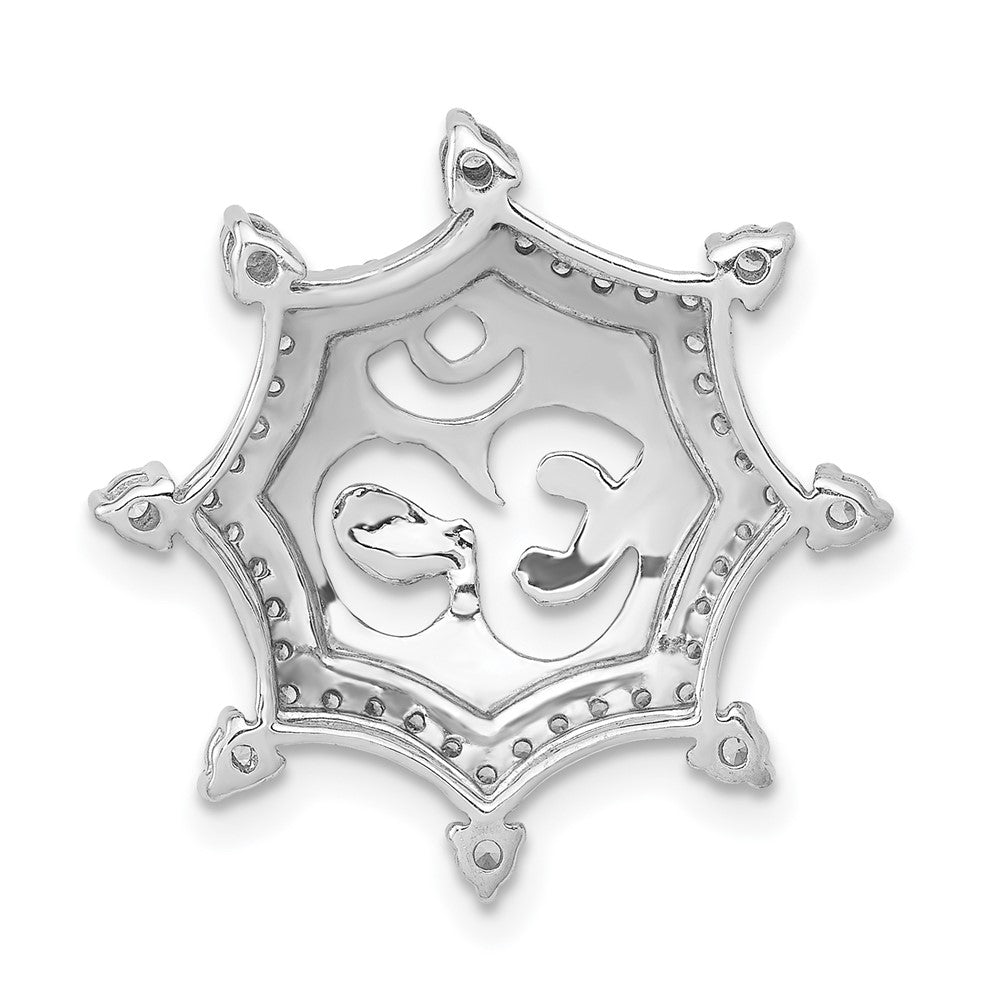 14K Weißgold 1/3ct. Echt Diamant Om Symbol Kette Anhänger