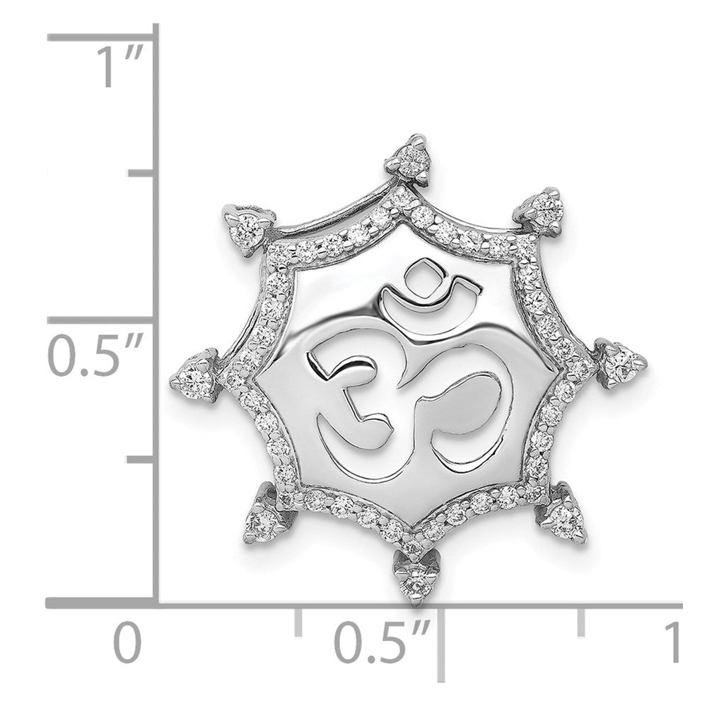 14K Weißgold 1/3ct. Echt Diamant Om Symbol Kette Anhänger