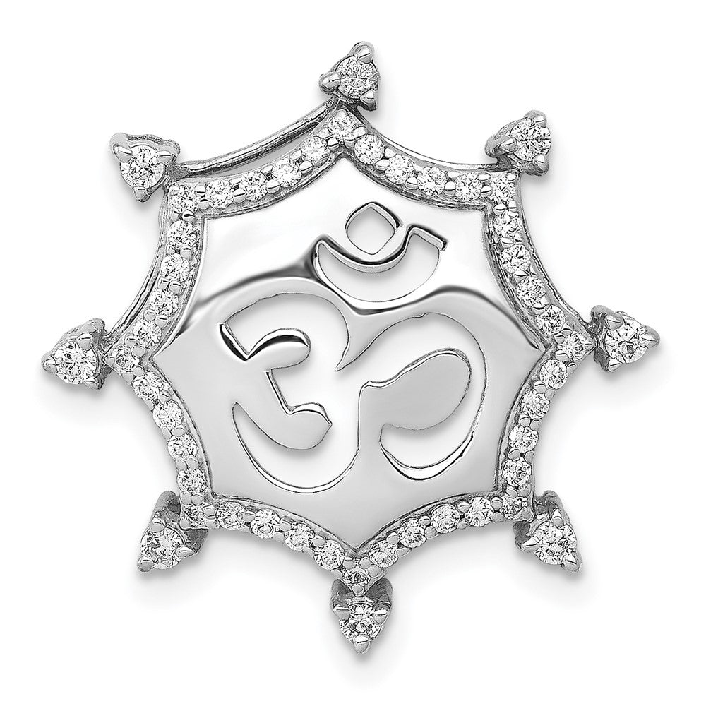 14K Weißgold 1/3ct. Echt Diamant Om Symbol Kette Anhänger