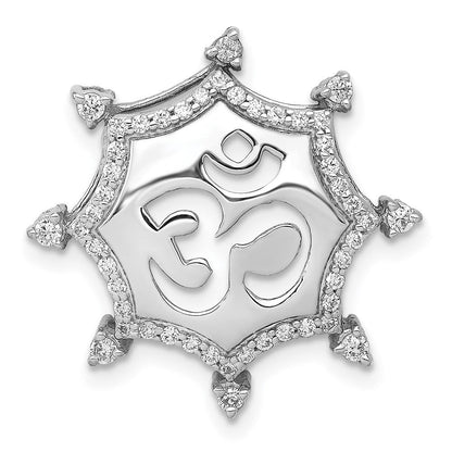 14K Weißgold 1/3ct. Echt Diamant Om Symbol Kette Anhänger