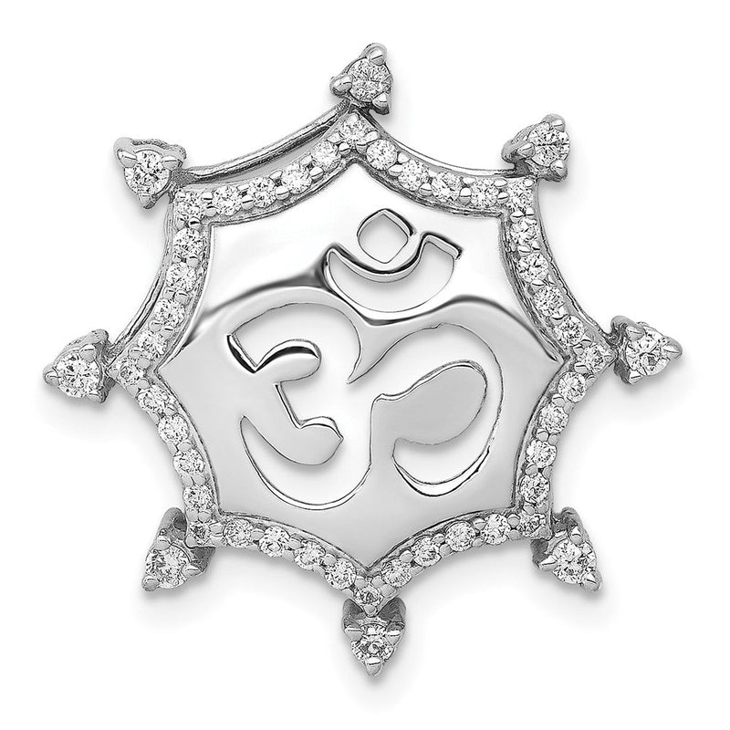 14K Weißgold 1/3ct. Echt Diamant Om Symbol Kette Anhänger