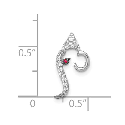 14K Weißgold 1/15ct. Echt Diamant und Rubin Akzente Ganesha/conch Anhänger
