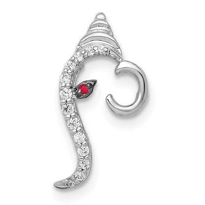 14K Weißgold 1/15ct. Echt Diamant und Rubin Akzente Ganesha/conch Anhänger