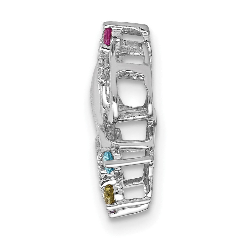 14K Weißgold Echt Diamant und Multi-stone Chakra Kette Anhänger