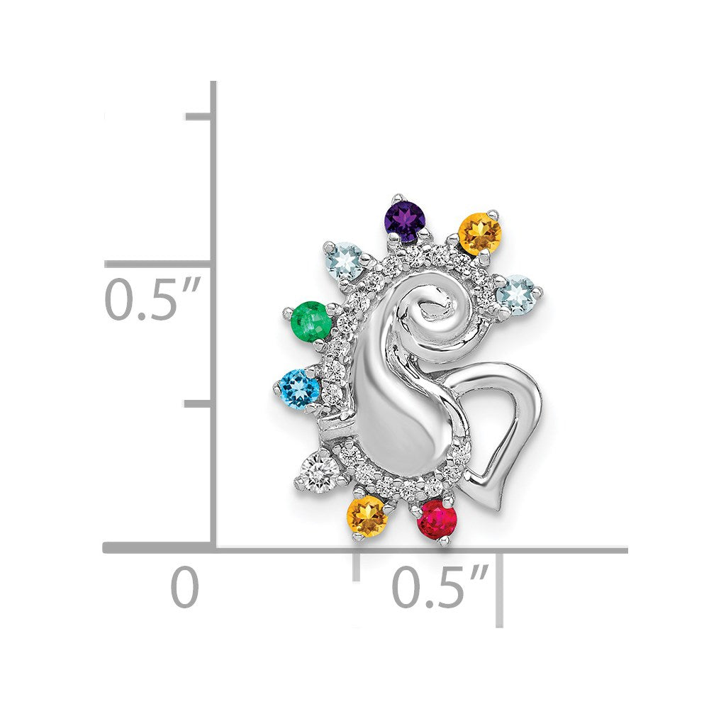 14K Weißgold Echt Diamant und Multi-stone Chakra Kette Anhänger