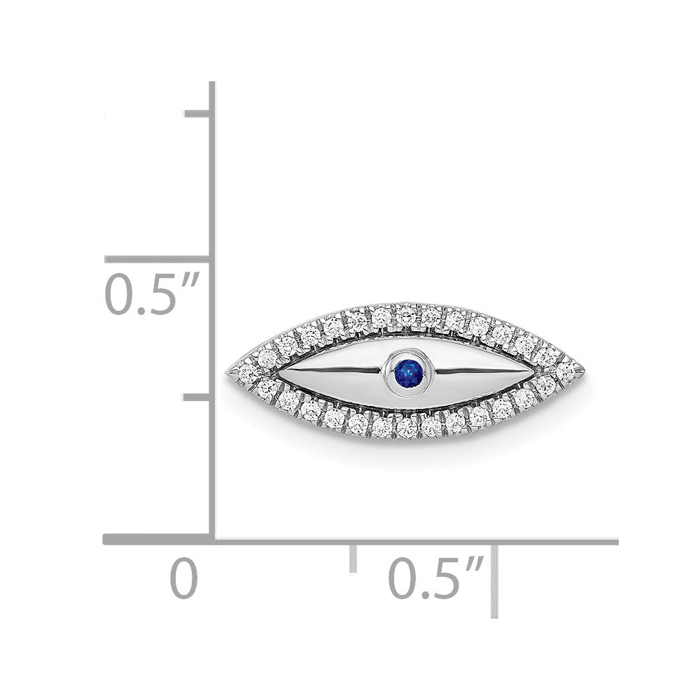 14K Weißgold Echt Diamant und Saphir Böse Auge Kette Anhänger