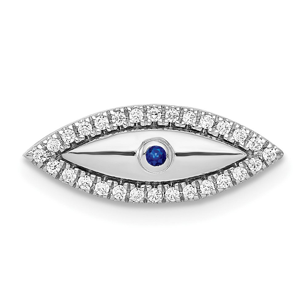 14K Weißgold Echt Diamant und Saphir Böse Auge Kette Anhänger