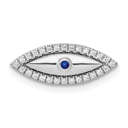 14K Weißgold Echt Diamant und Saphir Böse Auge Kette Anhänger