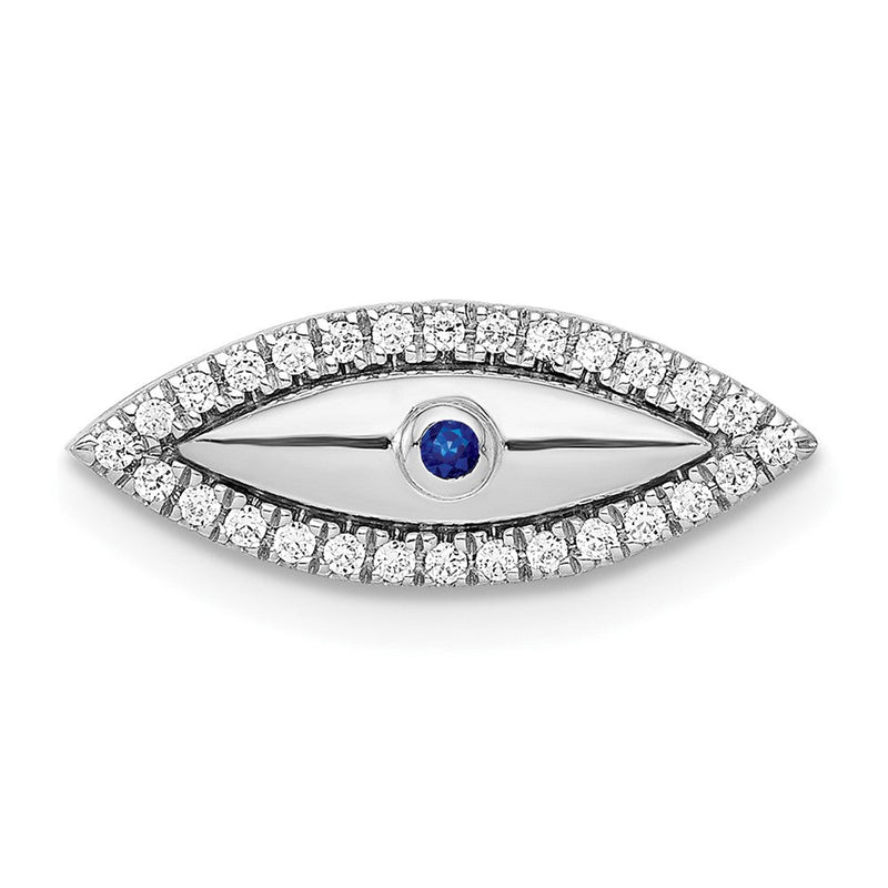 14K Weißgold Echt Diamant und Saphir Böse Auge Kette Anhänger