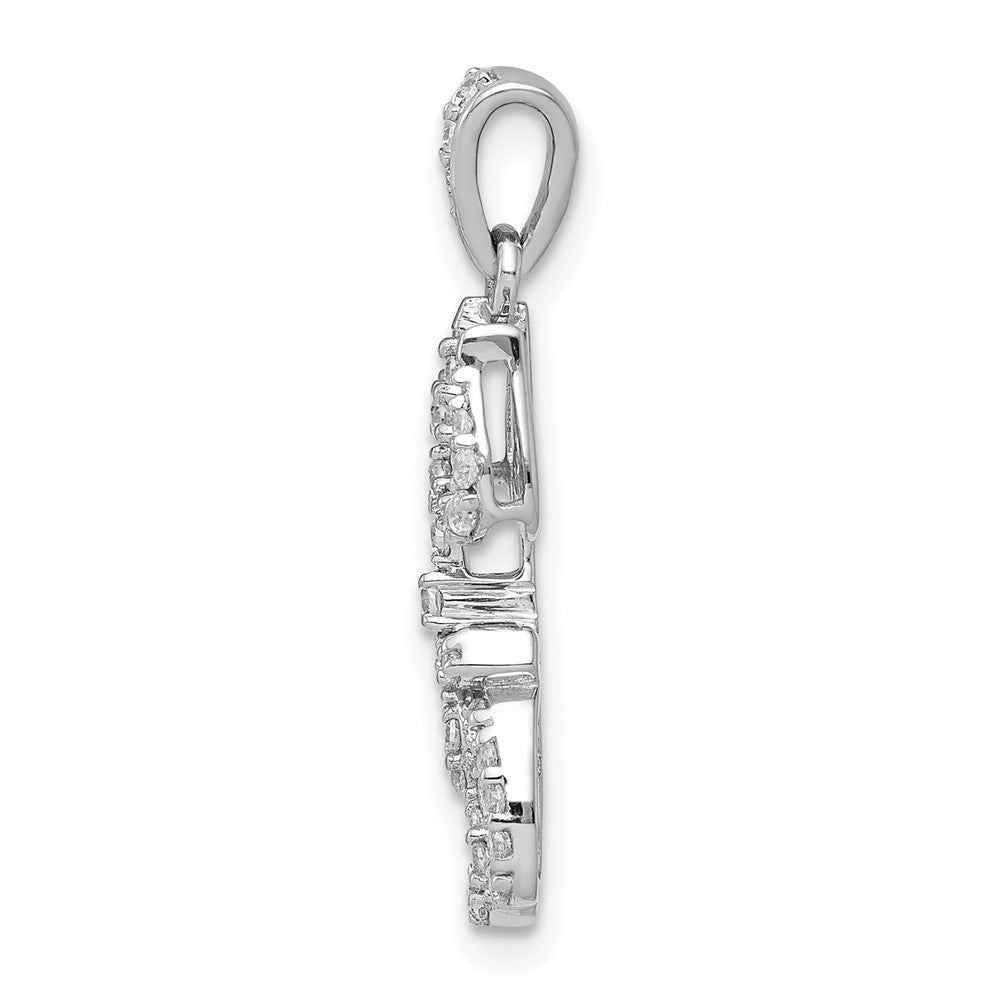14 K Weißgold Anhänger mit 0,25 ct. echten Diamanten, Trishula mit Om