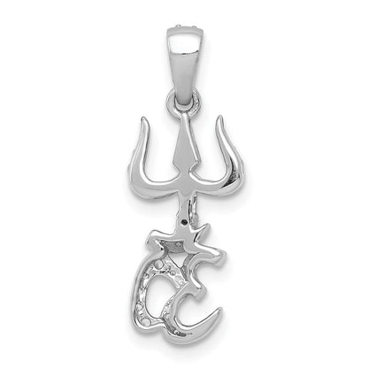 14 K Weißgold Anhänger mit 0,25 ct. echten Diamanten, Trishula mit Om