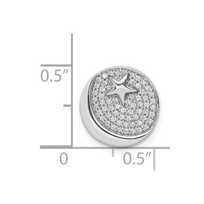 14K Weißgold Echt Diamant Stern & Crescent Kette Anhänger