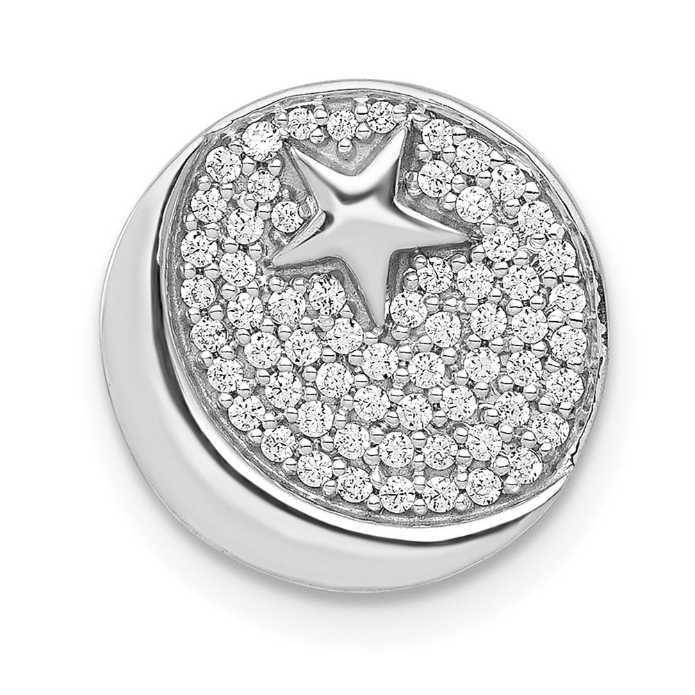 14K Weißgold Echt Diamant Stern & Crescent Kette Anhänger