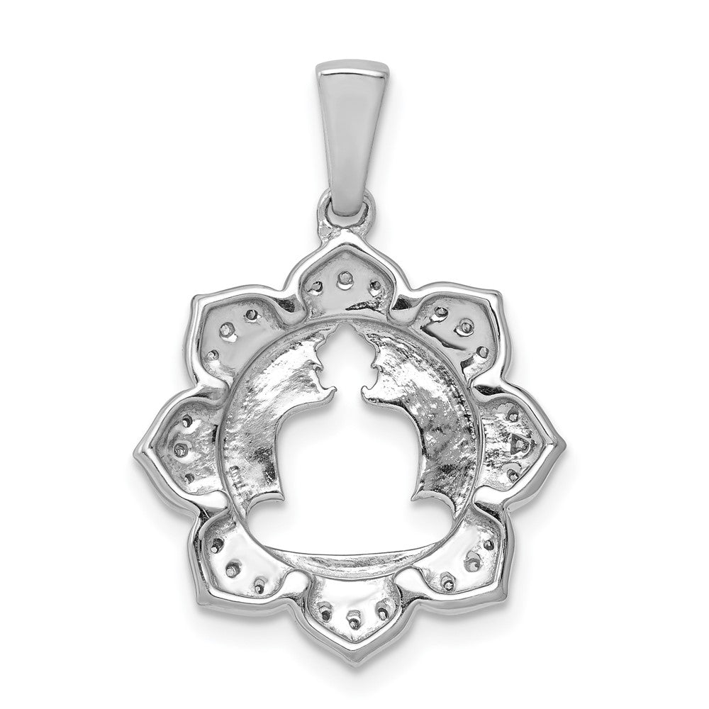 14K Weißgold Anhänger Buddha mit echten Diamanten