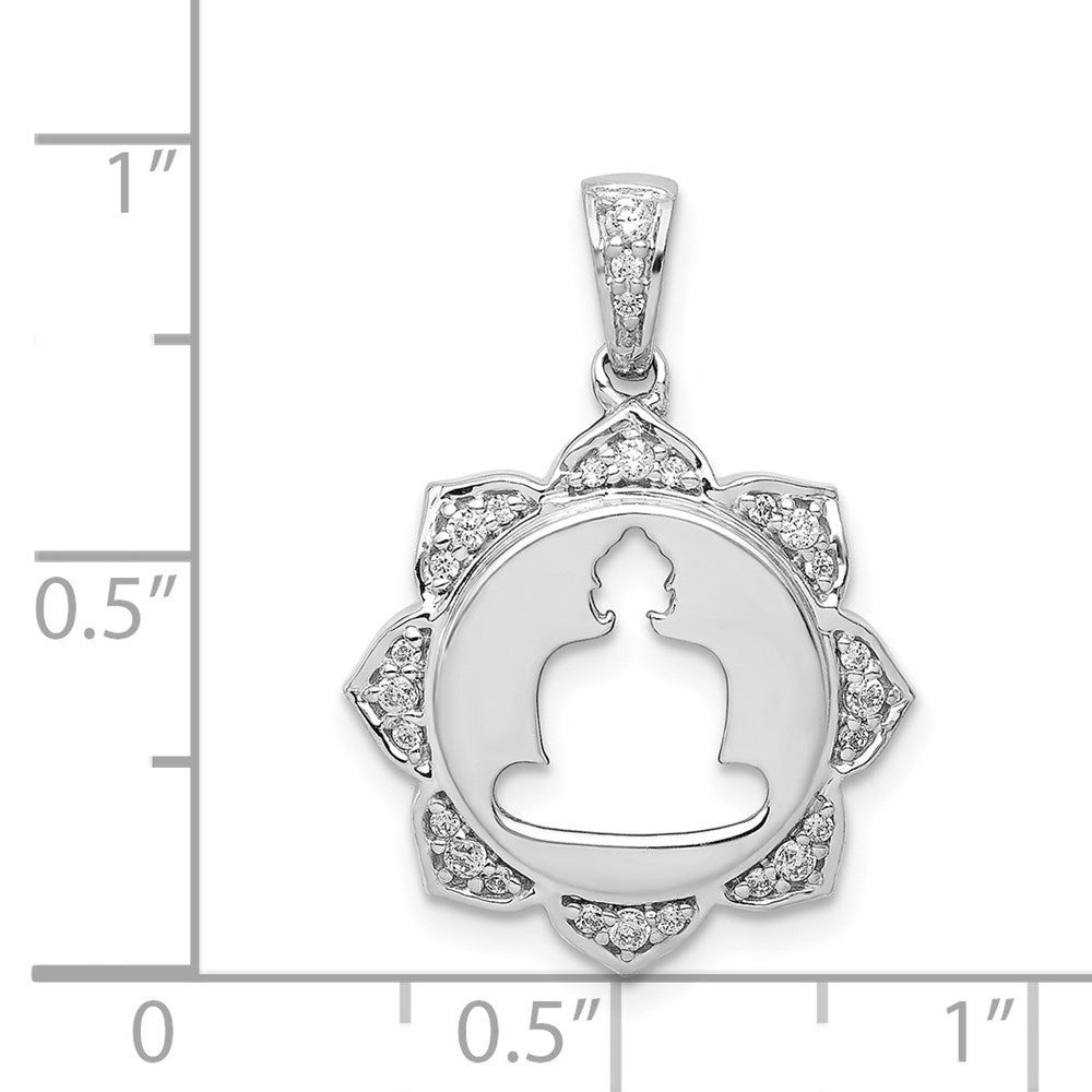14K Weißgold Anhänger Buddha mit echten Diamanten