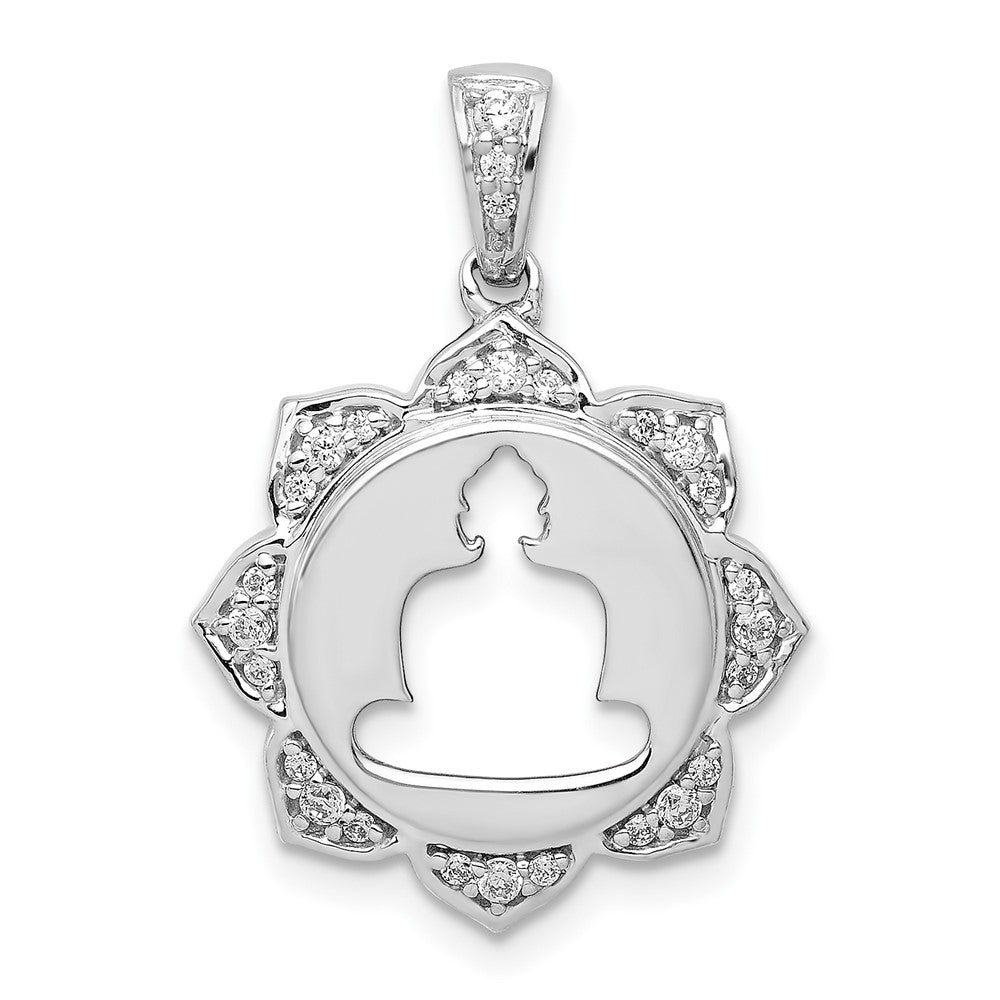 14K Weißgold Anhänger Buddha mit echten Diamanten