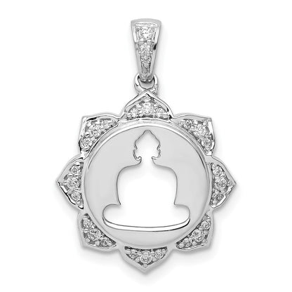 14K Weißgold Anhänger Buddha mit echten Diamanten