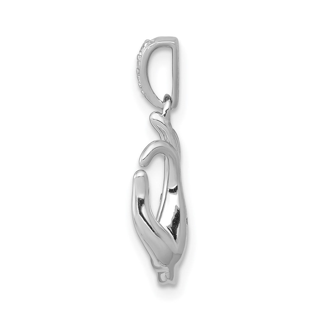 14K Weißgold Echter Diamant Jnana-Mudra-Anhänger