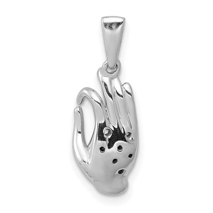 14K Weißgold Echter Diamant Jnana-Mudra-Anhänger