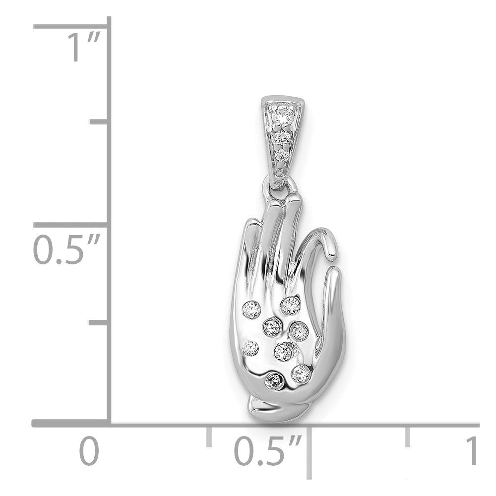 14K Weißgold Echter Diamant Jnana-Mudra-Anhänger