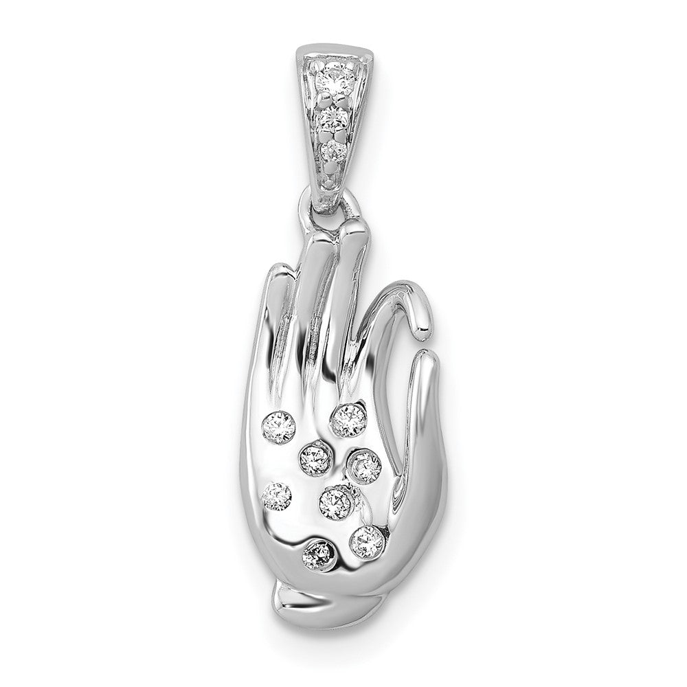 14K Weißgold Echter Diamant Jnana-Mudra-Anhänger
